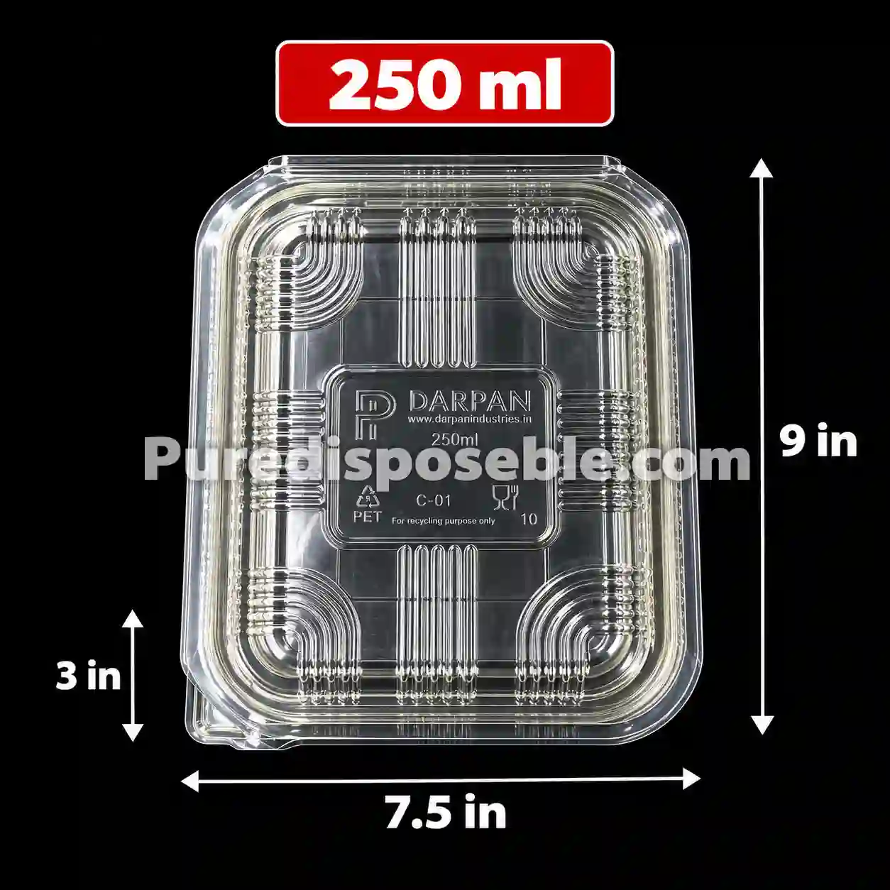 250  ML HINGED ( 50 PCS IN ONE PKT )
