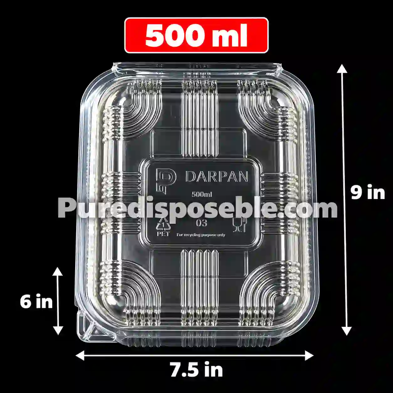 500 ML HINGED ( 50 PCS IN ONE PKT )
