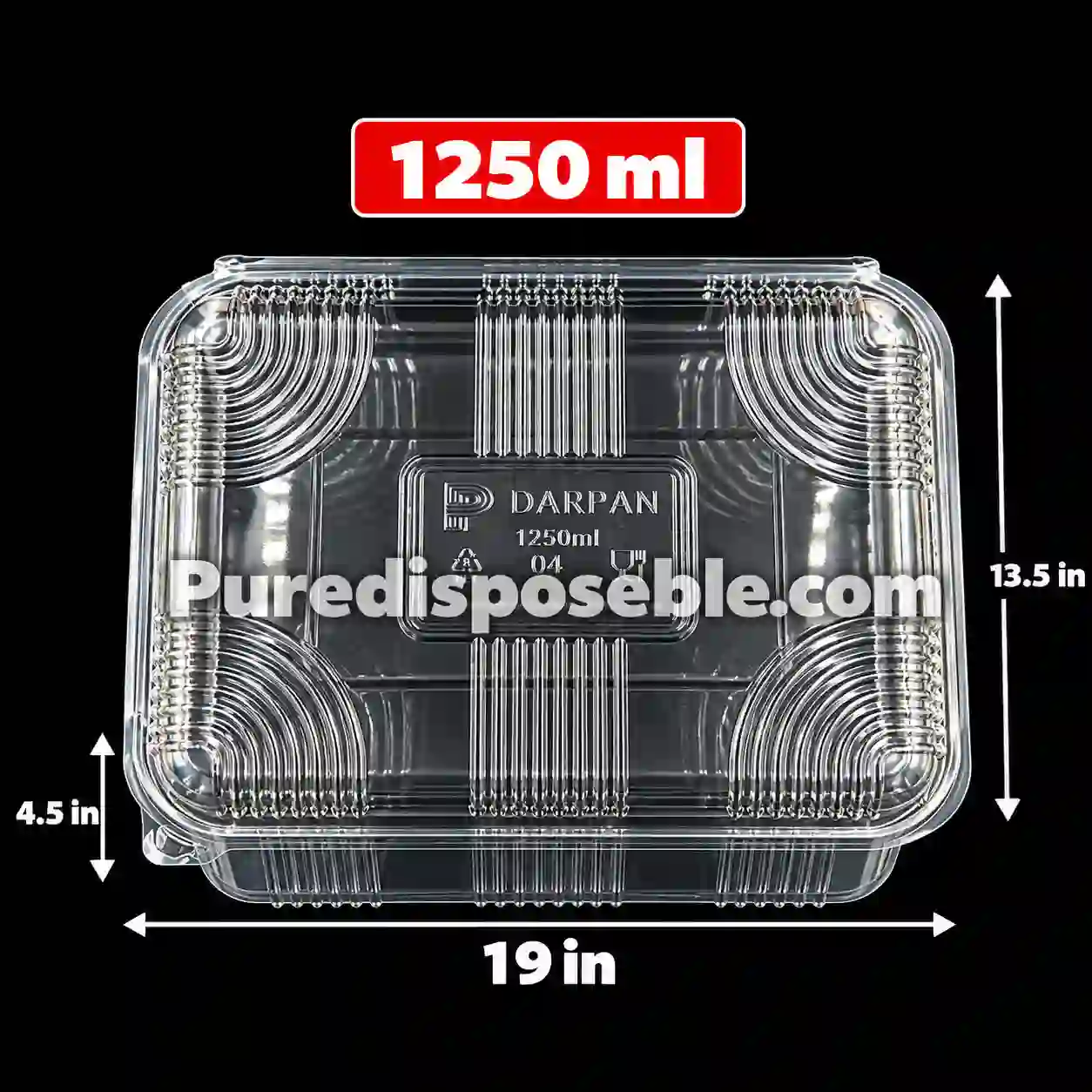 1250  ML HINGED ( 50 PCS IN ONE PKT )