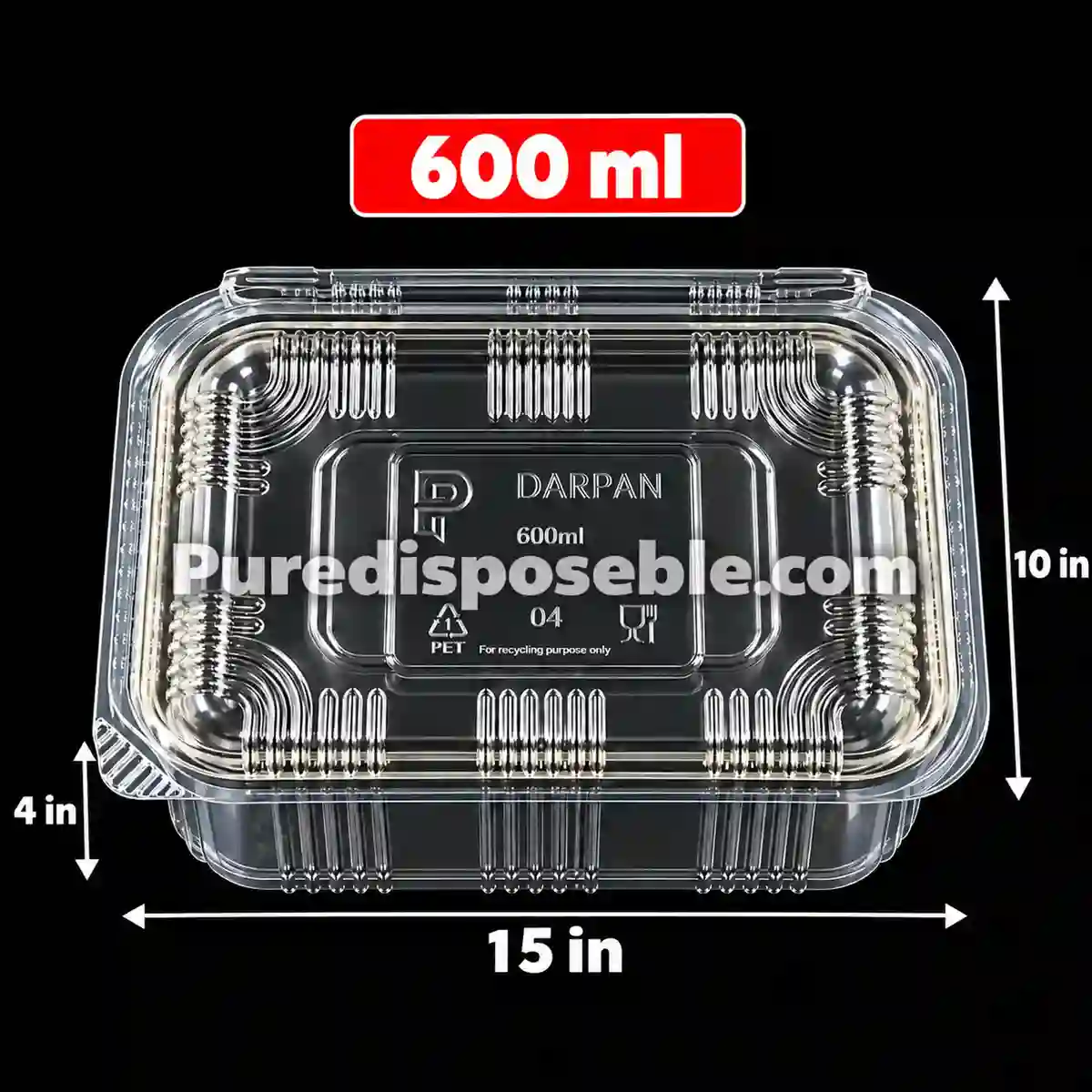 600 ML HINGED ( 50 PCS IN ONE PKT )